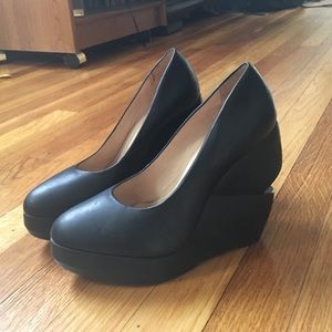 All Saints leather/wood wedge - UK 38